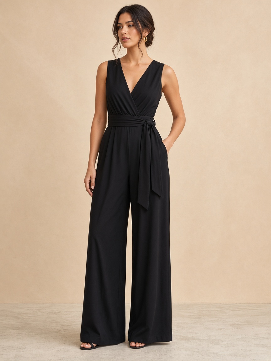 Kuşaklı Wide Leg Tulum