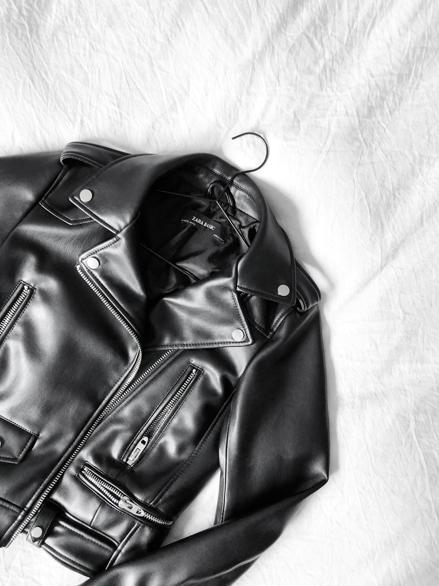 Deri Görünümlü Biker Ceket