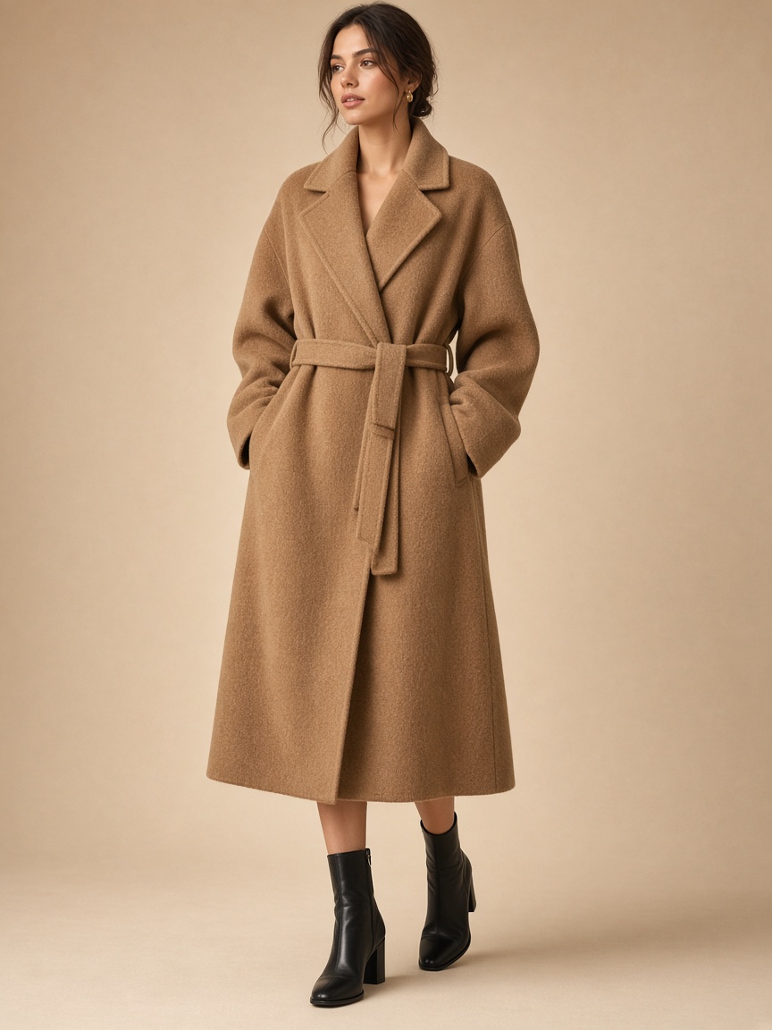 Yün Karışımlı Oversize Kaban